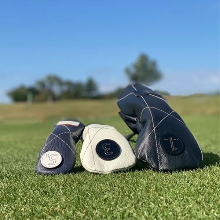 ラヘラ ゴルフ ランダムステッチ L-593 レザー ユーティリティー用 ヘッドカバー カフェオレ