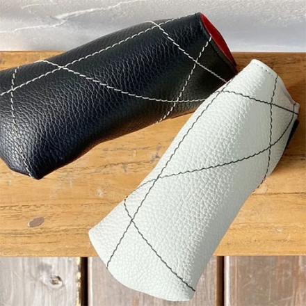 ラヘラ ゴルフ ランダムステッチ L-594 レザー ピン型 パターカバー ホワイト