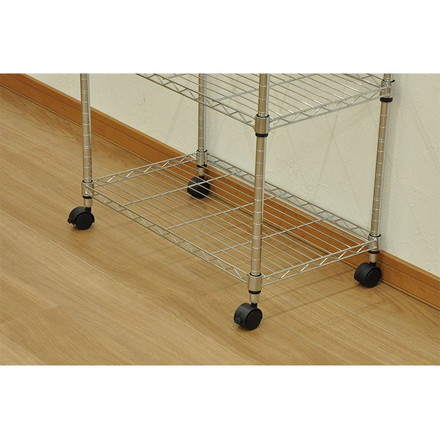 スチールラック 幅60 奥行き35 高さ96 シェルフ ワイヤー オープンラック キャスター付き コンパクト リビング