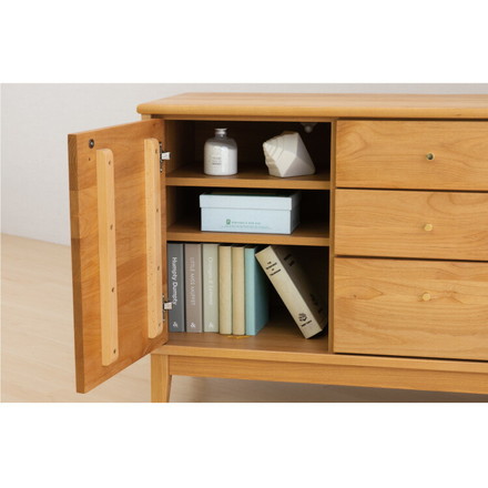 一生紀 キャビネット 幅80 FORTO 完成品 フォルト アルダー無垢材 ルーター収納 モデム収納 リビングボード