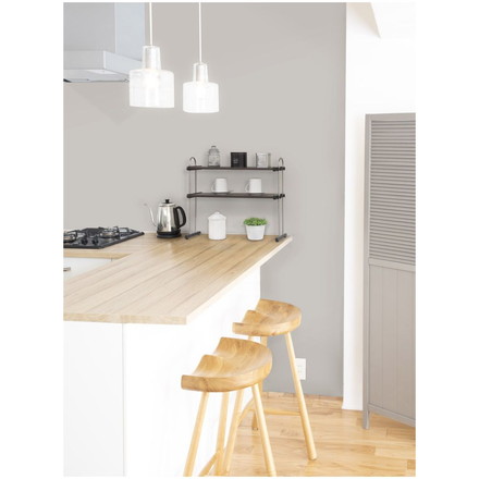 日本製 木目調スチール キッチンラック 2段 幅58.8cm 置き棚 ラック キッチン収納 キッチンラック