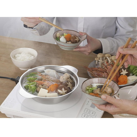 下村企販 日本製 燕三条 卓上鍋 ラーメンどんぶり&よせ鍋 1人前 IH対応 寄せ鍋 ラーメン鍋 インスタントラーメン 冷凍うどん フタ付き 両手鍋
