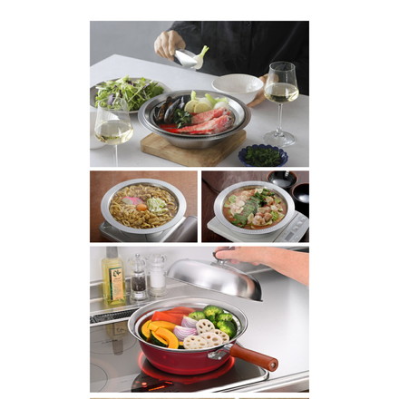 日本製 燕三条 お手入れ簡単! ステンレス卓上鍋 蒸し器セット 22cm / 26cm / 30cm ガス火・IH対応 洗いやすいステンレス卓上鍋 のせるだけ蒸し器 卓上鍋 ステンレス 蒸し器 せいろ 蒸しプレート 26cm 鍋単品