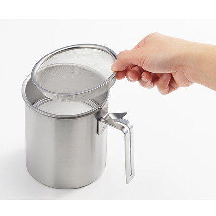 日本製 燕三条 ステンレス オイルポット 活性炭フィルター 1個付き 1100ml AN0225 薄型 活性炭カートリッジ 薄型活性炭 油こし器 Yoshikawa and ヨシカワ アンド