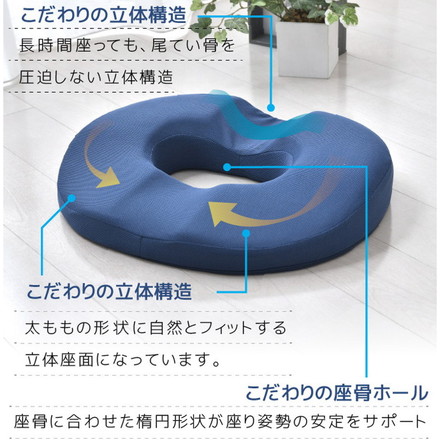座骨サポートクッション 産後 約33×42cm 整体師が勧める 痛くならない 長時間 低反発ウレタンフォーム 立体構造