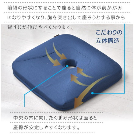 美姿勢クッション 産後 約36×40cm 整体師が勧める 低反発ウレタンフォーム 座骨サポート 骨盤引きしめ 前傾形状