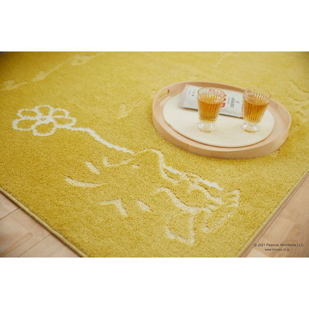 PEANUTS ラグ 130×185cm ターフラグ スヌーピー SNOOPY ピーナッツ 防ダニ 床暖房 ホットカーペット対応