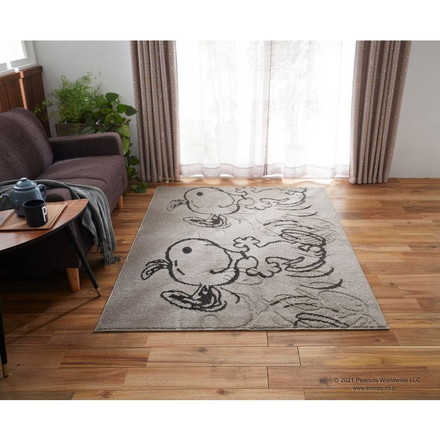 PEANUTS ラグ 130×185cm サパータイムラグ スヌーピー SNOOPY ピーナッツ 防ダニ 床暖房