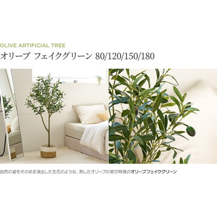 roommhome オリーブの木 180cm フェイクグリーン 人工観葉植物 造花 観葉樹 室内 観葉植物 オリーブ グリーン ルームアンドホーム