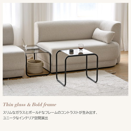 roomnhome ガラス サイドテーブル 幅80 テーブル セット スチール ミッドセンチュリー ダイニングテーブル 棚付き ホワイト