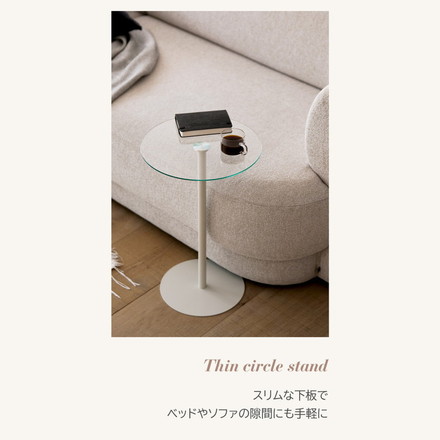 rooomnhome ガラス サイドテーブル 幅40cm 丸形 アンドラウンドガラステーブル ダイニング ブラック