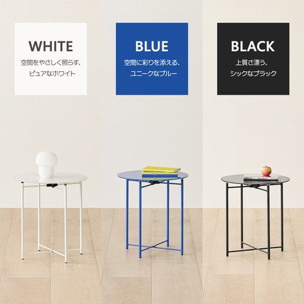 rooomnhome ガラス サイドテーブル 幅40cm 丸形 アンドラウンドガラステーブル ダイニング ホワイト