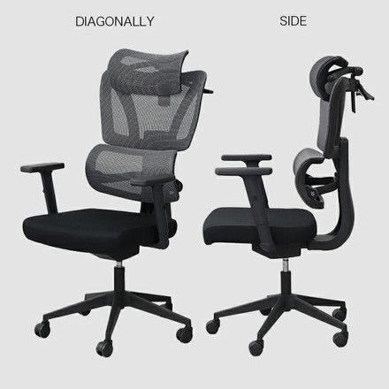 オフィスチェア 可動式ヘッドレスト クッション メッシュ 3Dサポート 無重力リクライニング ロッキング固定機能