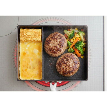 蓋付き 単品 ネオモーニングエッグパンIH対応 ガス対応 お弁当 朝食 仕切り付き 仕切付 角型フライパン 高機能フライパン フライパンのみ