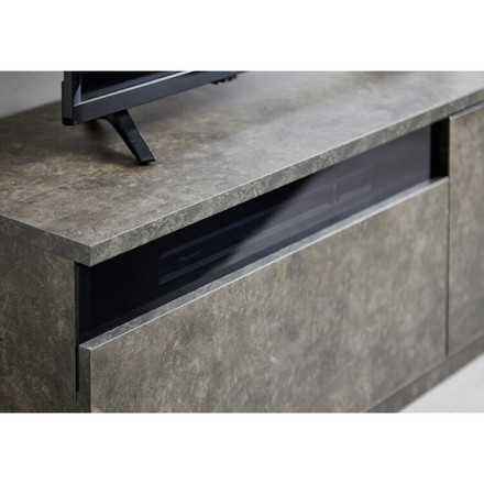 テレビボード ストーン調 幅100cm ガラス窓 引き出し付き テレビ台 100 ローボード ロータイプ TVボード ストーングレー