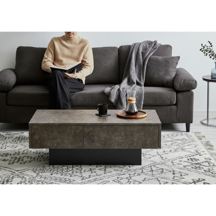 引き出し付き センターテーブル ストーン調 長方形センターテーブル 105×50 テーブル ストーングレー