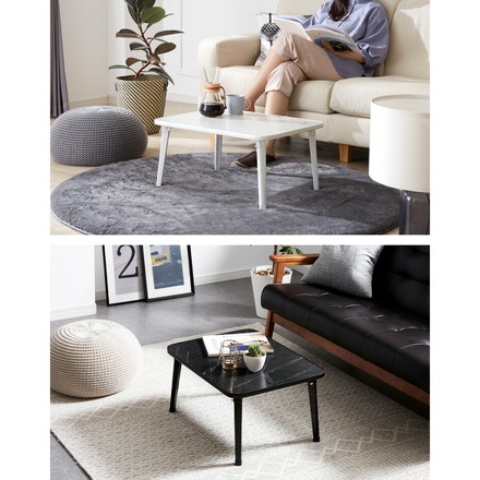 折りたたみテーブル 大理石柄 60×45 長方形 ローテーブル コーヒーテーブル センターテーブル リビングテーブル ホワイト(大理石柄)