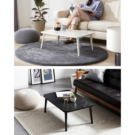 折りたたみテーブル 大理石柄 75×50 長方形 ローテーブル コーヒーテーブル センターテーブル リビングテーブル ブラック(大理石柄)