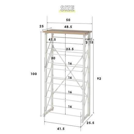 魅せるシューズラック 幅50cm 5段 スリム 省スペース 奥行25cm 最大10足 通気性 オープンラック 傘立て 玄関収納 ヴィンテージナチュラル