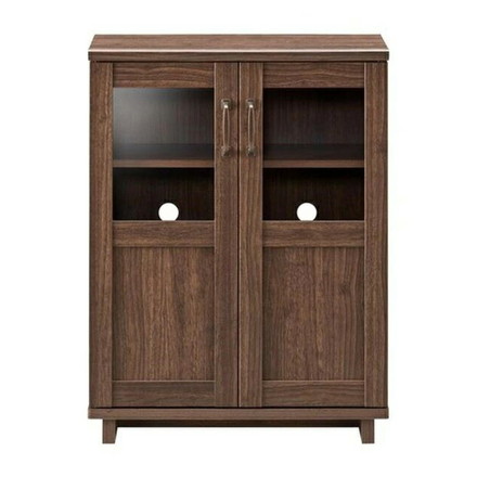 コサロ キャビネット ガラス 木目調 収納 幅58.7 コンパクト スリム リビング 和風 木製 大容量