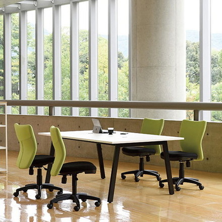 弘益 オフィスチェア コンパクト設計 ブルー K-922-BL