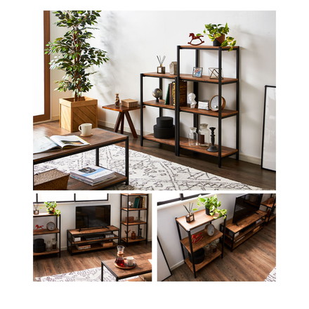 ヴィンテージ 四段ラック 4段 ラック 幅50 奥行き30 収納 オープンラック スチールラック 茶 ブラウン