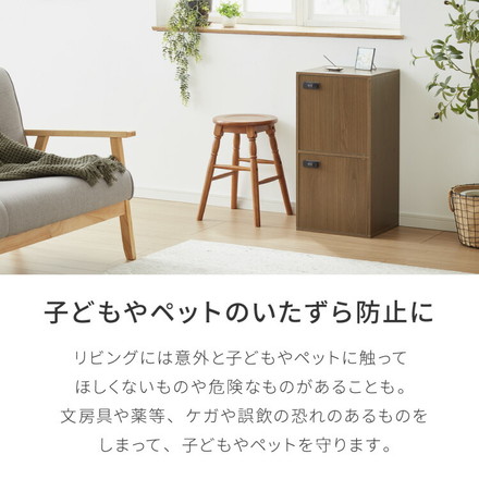 キューブボックス 鍵付き 木製 2段 A4 2個セット 木目 扉付き 幅35cm レイアウト 自由自在 ダイヤル 収納 ナチュラル