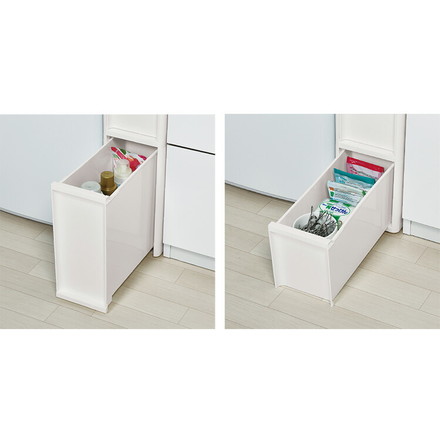 隙間収納 ミドルストッカー 幅18cm リセスタイル 日本製 引出し4段 S2段/M1段/L1段 キャスター付き