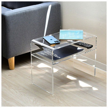 日本製 2way アクリルテーブル コの字型 完成品 10mm厚アクリル使用 透明 クリア