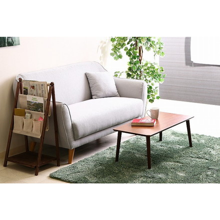 突板ローテーブル W800×D400×H320mm 天然木化粧繊維板 ブラウン