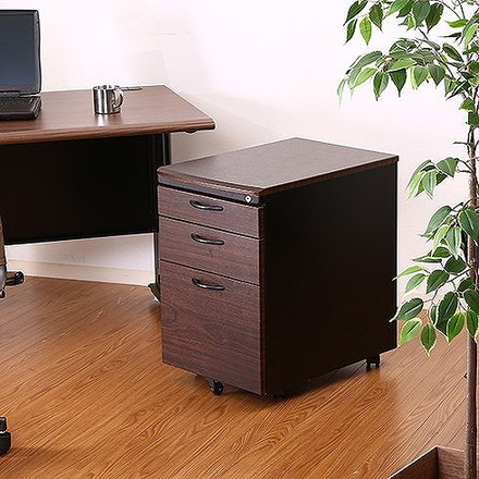 インキャビネット W400×D570×H615mm スチール ブラック×ブラウン