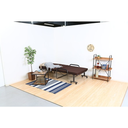 低反発折りたたみベッドフリーロック 高床タイプ 幅96×奥行200×高さ50cm スチール ポリエステル100%