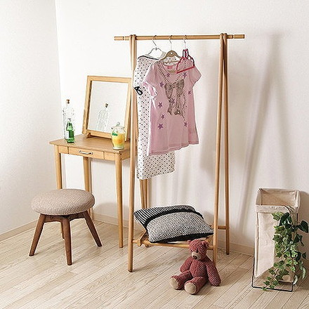 木製ハンガー ナチュラル W800×D450×H1478mm ラバーウッド