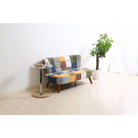 ソファ2p パッチワーク W1230×D670×H680mm 360mm ポリエステル100% おしゃれ