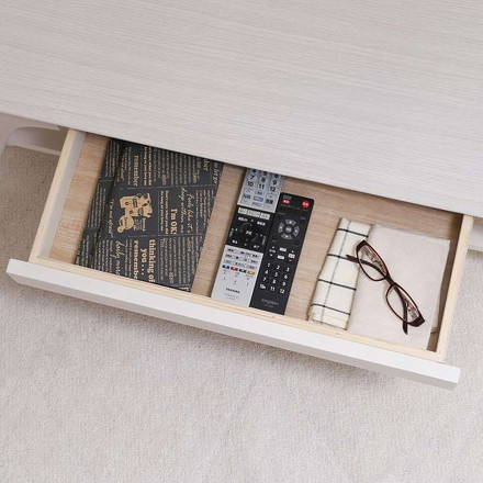 引出し付きセンターテーブル WH ローテーブル 引き出し 棚付き センターテーブル リビング