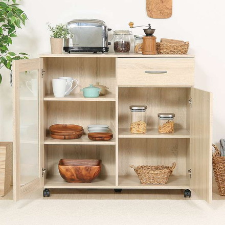 キッチン収納キャビネット 90×40 キッチンボード キャスター付き キッチンカウンター キャビネット