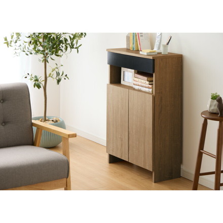 ルーター収納ボックス 電話台 Wi-Fi ラック 幅60 ケーブルボックス FAX台 木製 ブラウン