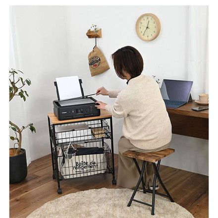 隙間収納 バスケット付き 2段 持ち運べるかご付き キャスター付き 押し入れ収納 クローゼット収納 おもちゃ収納