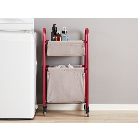 ワゴン American Laundry バスケットワゴン 2段 ランドリーワゴン シェルフ 棚 ラック ランドリーバスケット ランドリーラック