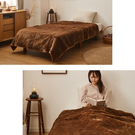 岩盤浴のような二層式毛布 岩盤浴 FLAME YARN 毛布 140×200cm シングル 保温 あったか 冬 暖かい