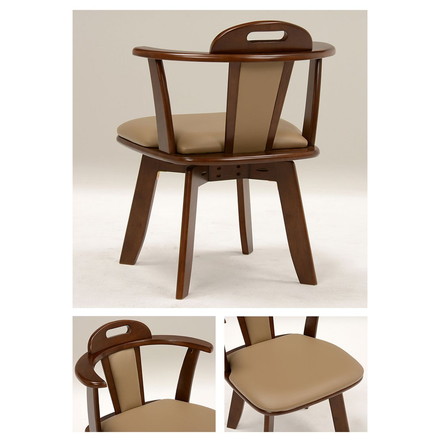 回転ダイニングチェアー 2脚セット チェア 椅子 座面 回転式 ラバーウッド ダークブラウン ナチュラル ダイニング ダークブラウン