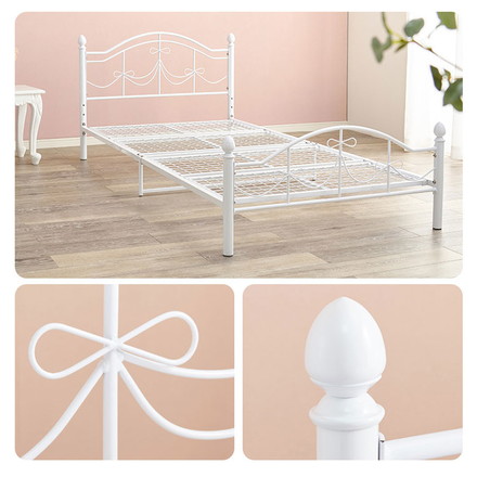 姫系スチールベッド シングル ポケットコイルマットレス付き 2点セット ベッド ベッドフレーム