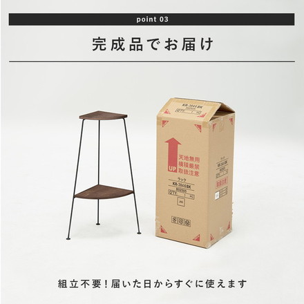 コーナーラック 完成品 2段 オープンラック 棚 スリム ディスプレイラック アイアン スチール リビング ブラック