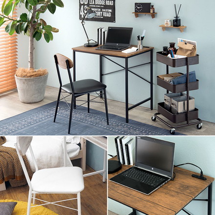 デスク チェア 2点セット コンセント 2口 幅80cm 奥行50cm PC スマホ 充電 デスクワーク 木目調天板 ブラウンブラック