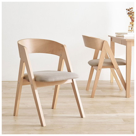 天然木 ダイニングチェア 2脚セット 北欧 デザインチェア 椅子 イス チェア モダン ナチュラル ゆったり座面 ベージュ