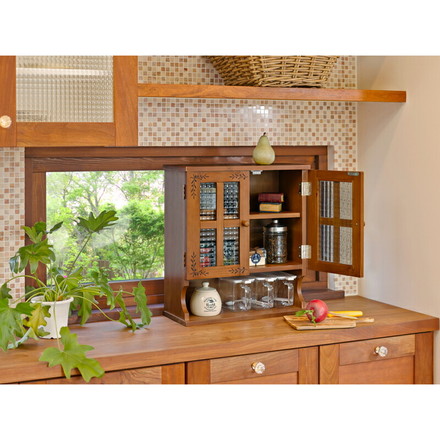 調味料ラック カウンター上収納 幅45 天然木 スパイスラック カントリー調 キッチンラック キッチン収納 かわいい ライトブラウン