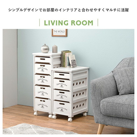 キッチンストッカー 幅30cm 4段 天然木 タイル天板 ワゴン 野菜ストッカー キッチンワゴン すき間収納 隙間収納 ライトブラウン