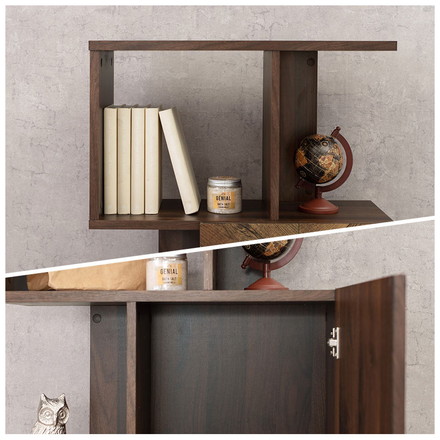 扉付きオープンラック 幅59cm 3段タイプ スリム ディスプレイラック 本棚 シェルフ S字ラック 間仕切り