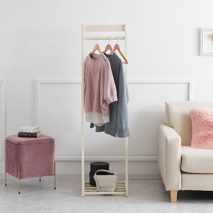 ハンガーラック 幅30cm 木製 天然木 スリム 省スペース おしゃれ L型 高さ150cm コンパクト ダークブラウン