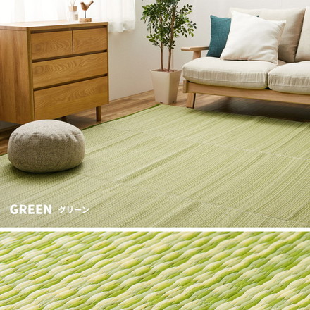 日本製 い草風上敷き ライアン 本間1畳 95.5×191cm 水洗いOK い草風カーペット モダン畳 ビニール風 ブルー[18912510]